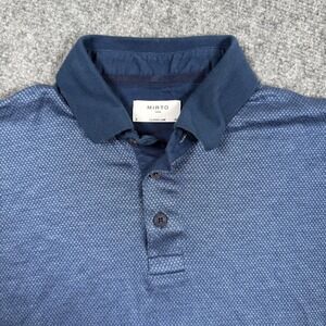 MIRTO 1956 Shirt XXL Blue Geometric Pattern Classic Line Short Sleeve Polo Men's